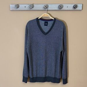 Tailorbyrd Men's V-Neck Sweater in Grayish Blue Knit